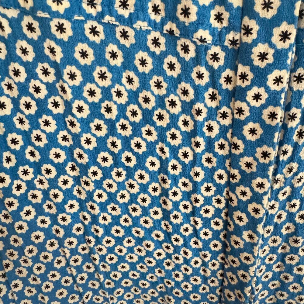 Whistles Astrix Floral Midi Dress Blue Button Front High Slit Short Sleeve Sz 12 - Picture 6 of 10